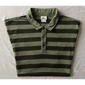 Lacoste Polo Mens 9 Striped Green Black Snap Shirt 4XL